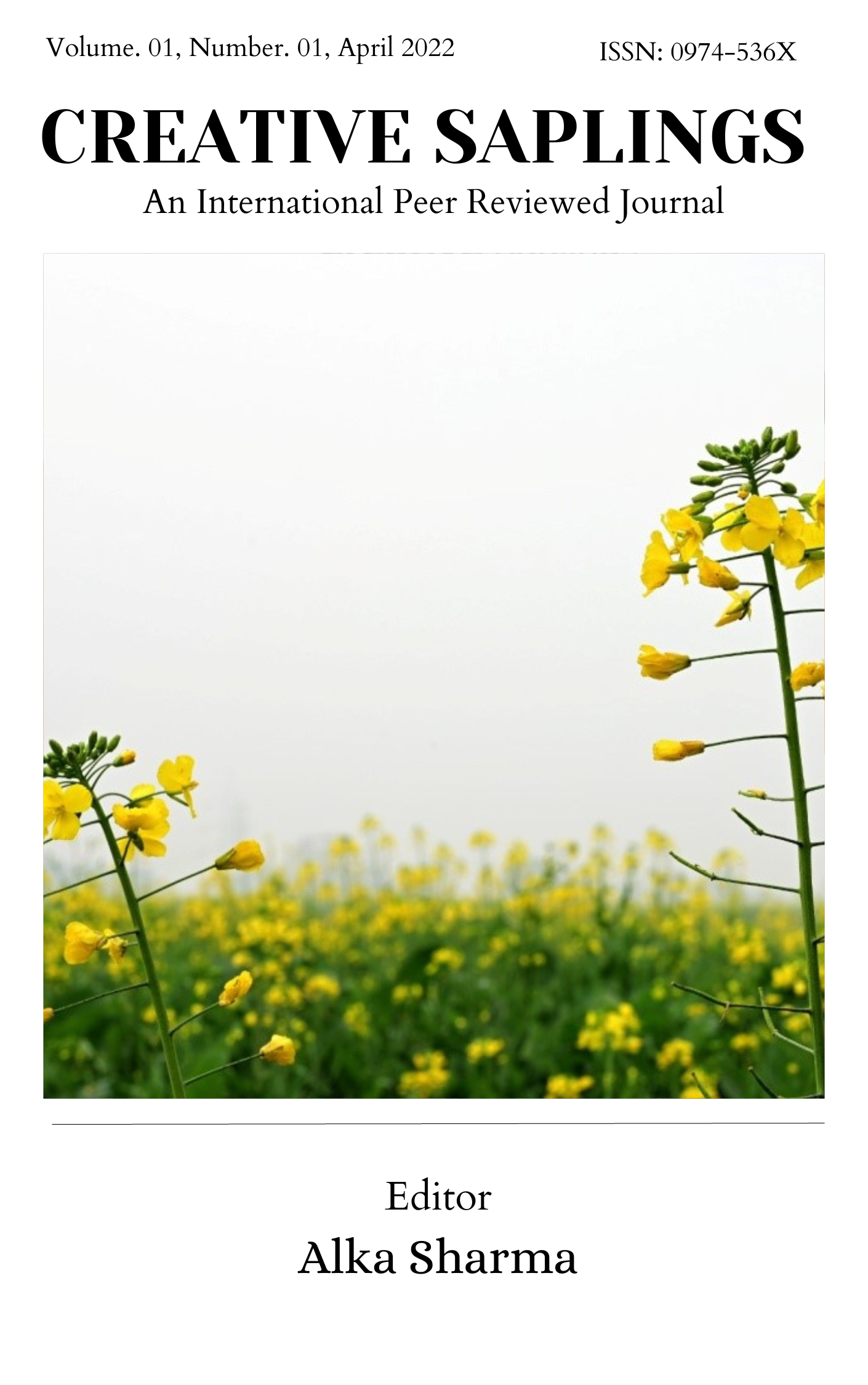 					View Vol. 1 No. 01 (2022): April, Creative Saplings
				